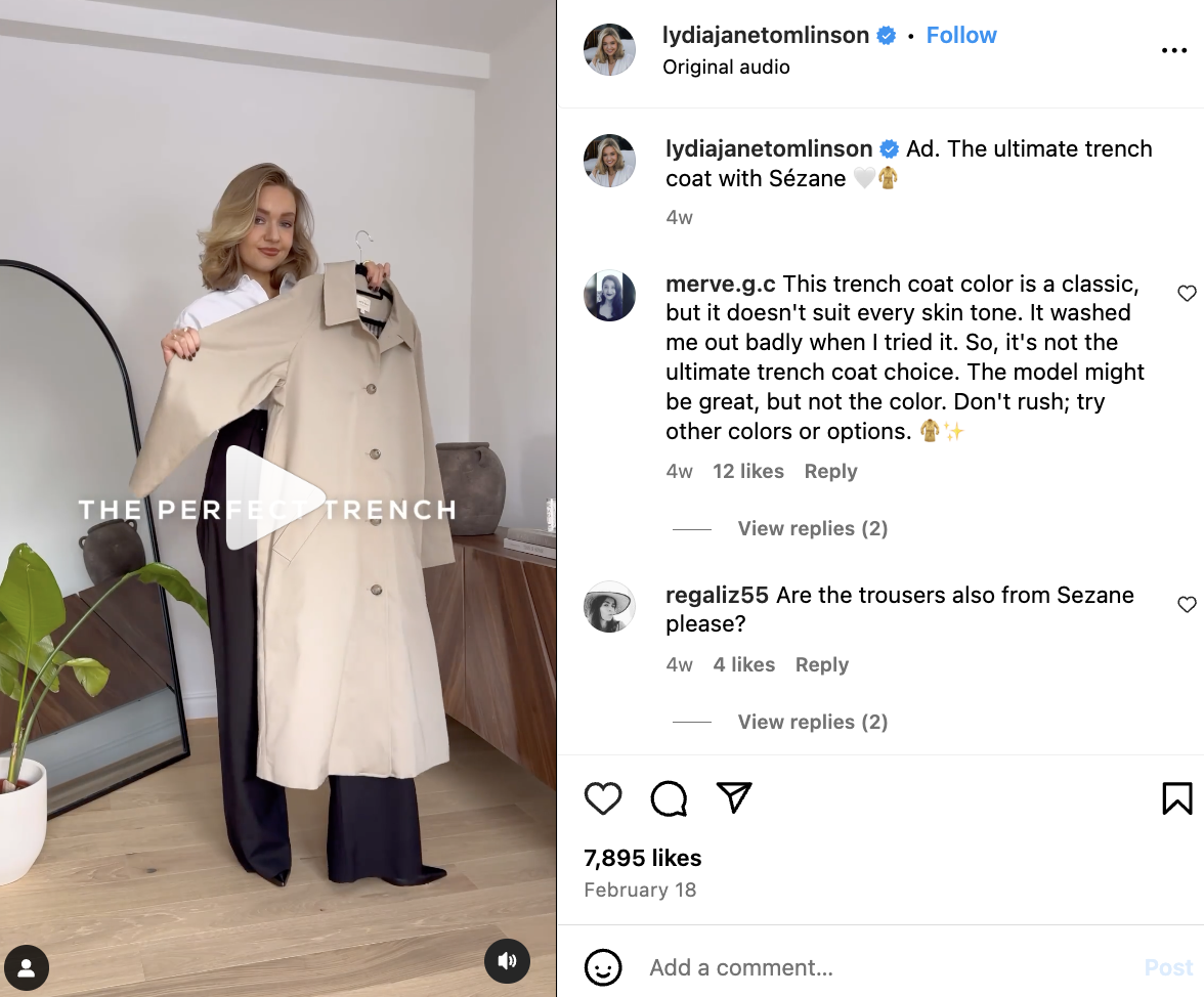 A sponsored post from Lydia Tomlinson showing how to style a trench coat. 